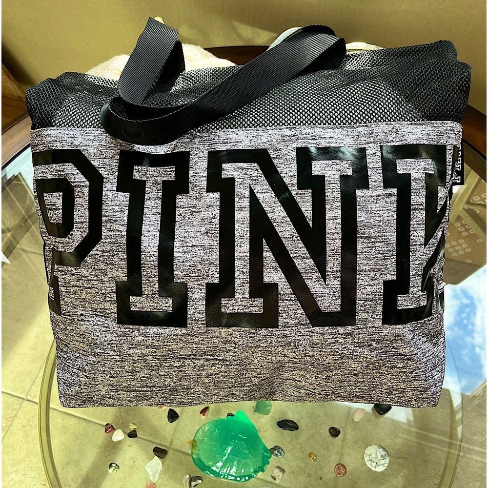 🕸️VS PINK🕸️- Grey/Black PINK Mesh Tote Bag